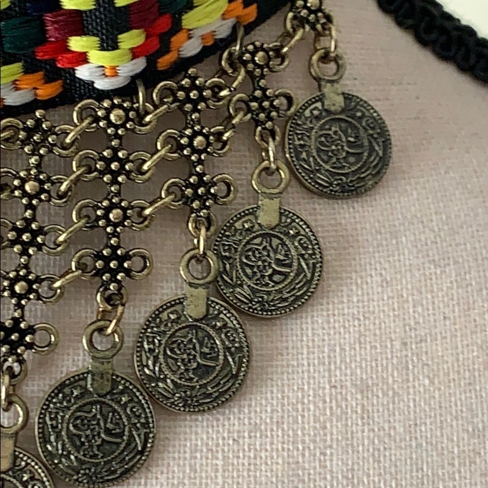 3/$10 NWT choker dangling coins cloth - Picture 2 of 6
